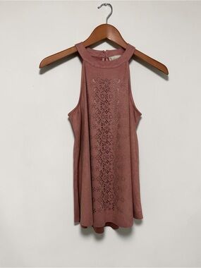 Altar'd State Womens Muted Pink Cut Out Halter Tank Boho Suede Hippie size S
